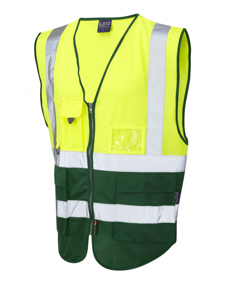 ISO 20471 Class 1 Superior Waistcoat Yellow/Bottle